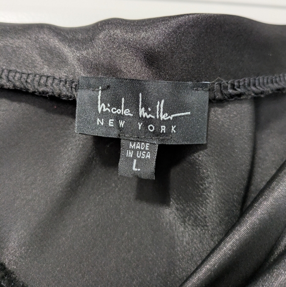 Nicole Miller Black Satin Midi Skirt - Picture 2 of 4